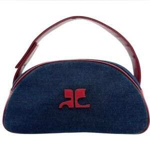 Vintage Courreges denim bag with red leather details